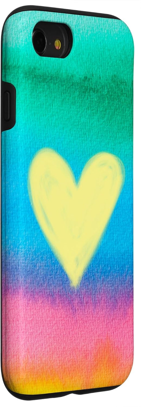 Sorbet Stripe Rainbow GGK (2020) 7 8 Pastel Watercolor Rainbow Stripes Yellow Heart Sorbet Dream Case for iPhone SE / /