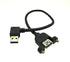 Panel-Mount USB 3.0 Extension Cable, Haokiang, 1 ft/30cm 90 Degree Right Angle USB 3.0 Type A Male to Female