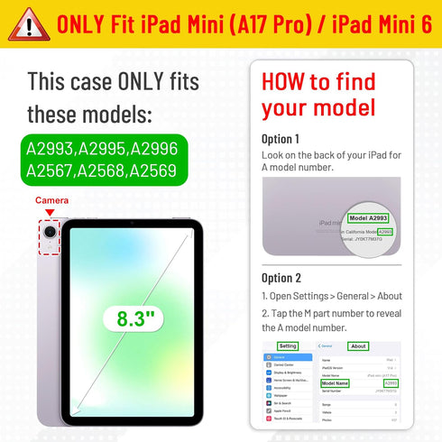 Fintie Hybrid Slim Case for iPad Mini 7 (A17 Pro, 7th Gen) 2024 / iPad Mini 6 (6th Gen) 8.3 Inch, Shockproof Cover with