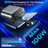 Retractable Car Charger, 60W Fast Charge with 1x Retractable Cable, 1x Type-C Cable, 2X USB Ports for iPhone Galaxy