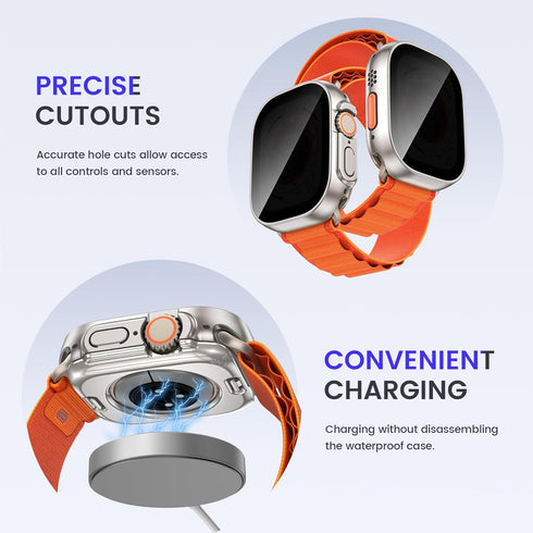 Goton 2 in 1 Privacy Waterproof Case for Apple Watch Ultra/Ultra 2, Screen Protector 49mm, Anti Spy Glass + Back Bumper
