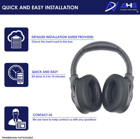 Premium WH-H900N & MDR-100ABN Ear Pads Cushions for Sony Headphones (Black) | Protein Leather, High-Density Foam,