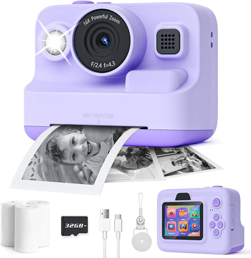 Dylanto Instant Print Camera for Kids, 2.4 Inch Screen, Portable Instant Cameras, Christmas Birthday Gifts for Girls