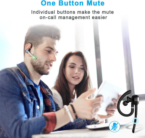 Bluetooth Headset, Wireless Earpiece with 500mAh Charging Case, 72 Hours Talking Time, Built-in Microphone for
