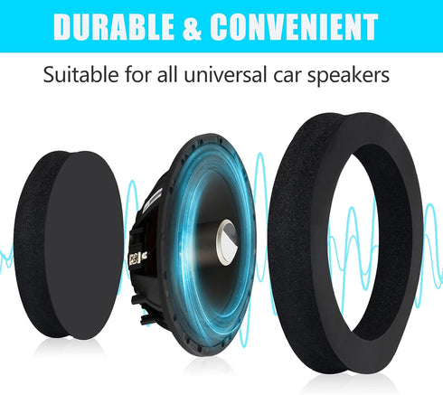 6.5" Foam Speaker Enhancer System Sponge Kit for Universal Drivers, Self Adhesive Car Door Speaker Foam Rings (4)