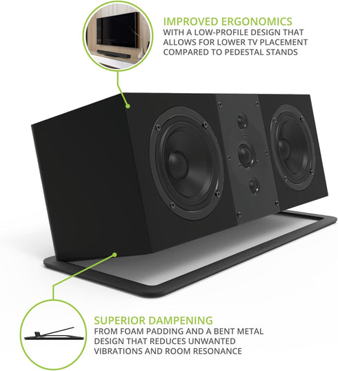 Kanto S10 Low-Profile Angled Sound Bar and Center Channel Speaker Stand for Home Theater, Black