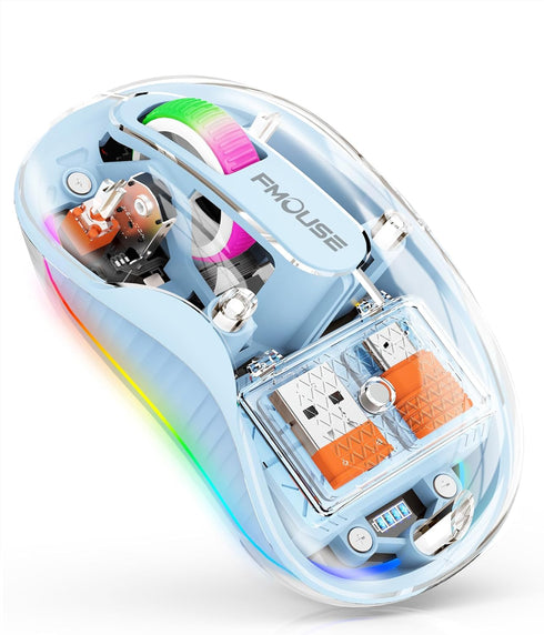 Unique Transparent Bluetooth Mouse with USB & Type-C Receivers, Small Portable Wireless Rechargeable Mice for MacBook,