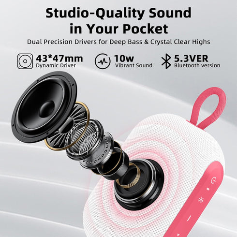 LOBKIN Speaker,IP67 20H 10W 5.4 Portable Bluetooth Waterproof Small Bluetooth Speaker Playtime Loud Sound BT Wireless