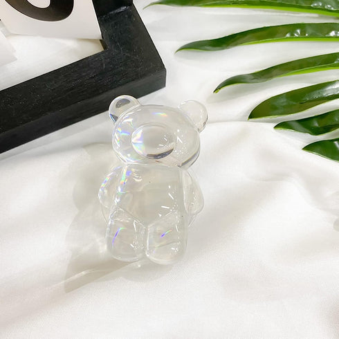 Transparent Mobile Phone Grip Stand | Bear Phone Folding Finger Stand, Easy Installation Smooth 3D Laser Phone Folding