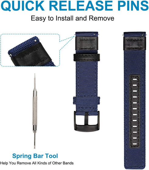 Maxjoy Bands for Galaxy Watch 46mm, Galaxy Watch 3 45mm, Gear S3 Frontier - Men Nylon 22mm Quick Release Replacement