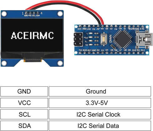 ACEIRMC 2pcs 1.54 Inch 12864 128x64 SSD1309 I2C 32-4 OLED Module Driver IIC Serial Interface Self-Luminous Display