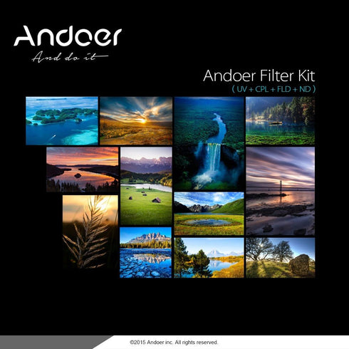 Andoer 55mm Filter Kit UV+CPL+FLD+ND(ND2 ND4 ND8) for Nikon Canon Sony Pentax DSLRs