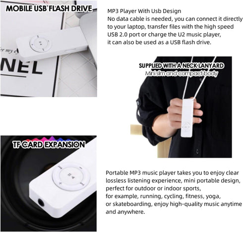 GLOGLOW MP3 MP3 64GB Portable Player, Lossless Sound Music Player Support Up to Mini Music Player for Students Running