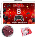 Level 8 Unlocked Backdrop Banner Decorations Video Game On Happy 8th Birthday for Boys Kids Red and Black 8 Years Old Level Up Theme Bday Background Photography Party Decor Sign Supplies