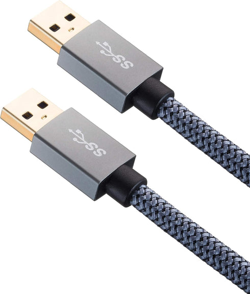 Faodzc USB 3.0 A Male to A Male Cable, 1 ft Nylon Braid, Double End USB Cord for Hard Drives, DVD Players, Laptops.
