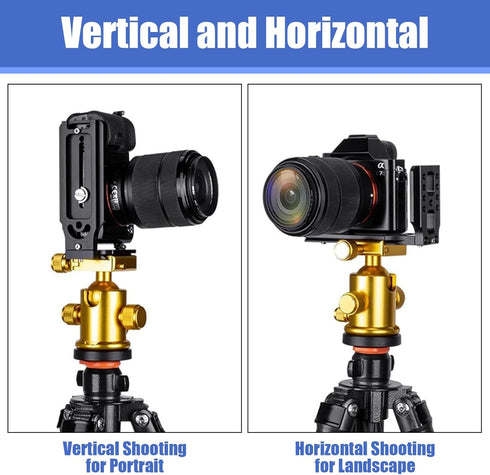 Uelkr 1/4" DSLR Camera L Bracket Quick Release Plate Vertical Horizontal Switching Tripod with Screw, Camera Mount