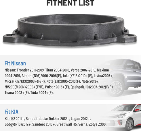 RED WOLF Car Door Speaker Adapter Spacer Ring, Compatible with Nissan Frontier, KIA K2, 6.5"