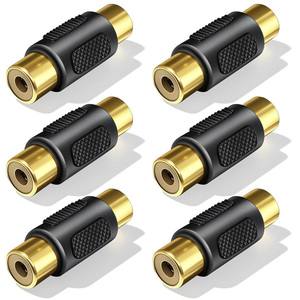 Ruichuan100 RCA Connector 6-Pack, RCA Female to Female Coupler for Audio Extension, Compatible