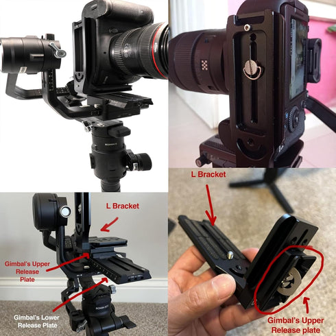 DSLR Camera L Bracket Quick Release Plate, Universal Application, Lightweight, Compatible with Canon Nikon Sony DJI Ronin Zhiyun Stabilizer Tripod Monopod
