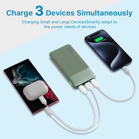 NOBIS 10000mAh Pack Portable Charger, Power Bank Fast Charging, Battery with C to C Cable, Battery Bank with Digital