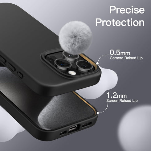 JETech Black Silicone Case for iPhone 15 Pro Max 6.7-Inch, Shockproof Full-Body Protection, Silky-Soft Touch.