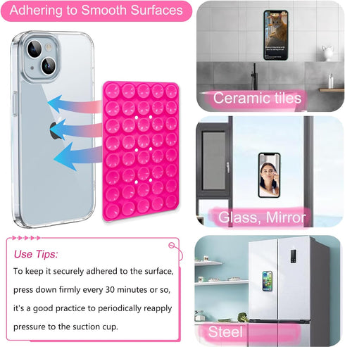 ILKCC Silicone Suction Cup Phone Case Mount Double Sided, Non Slip Phone Accessories Mount, Hands-Free Strong Grip