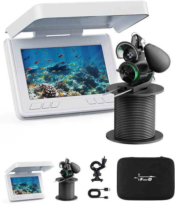 FourQ Underwater Fishing Camera, 220 Ultra-Wide Angle Video Fish Finder with 4.3"