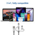 Apple MFi Certified 3.4ft 3-in-1 Charging Cord Adapter for iPhone 15/14, iPad, Samsung Galaxy, Huawei, and more.