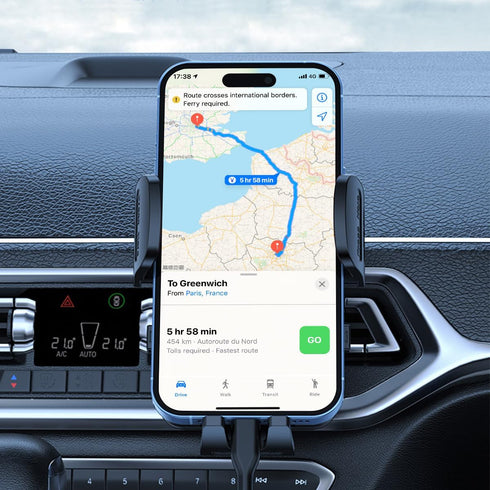 FALVFUN 360 Car Phone Holder Mount, Rotation Adjustable Vehicle Phone Stand with Metal Hook Clip, Auto Cellphone Holder