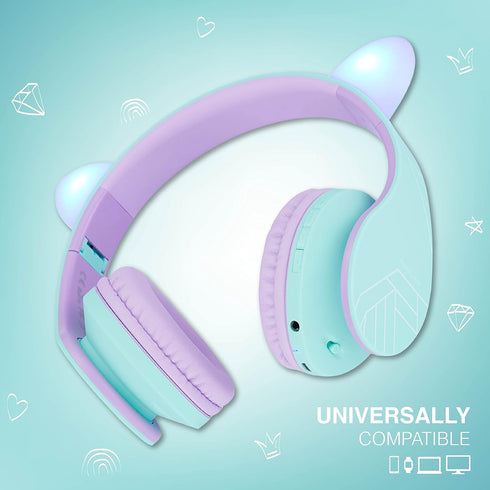 PowerLocus Kids Headphones, Over-Ear Bluetooth Wireless Headphones with Microphone, Safe 85DB Volume Limited