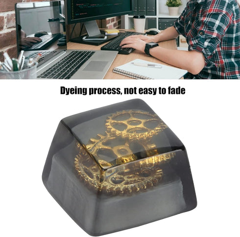 Mechanical Keyboard Keycap, Universal Resin Keycap Accessories for Mechanical Keyboards (Black Gear)