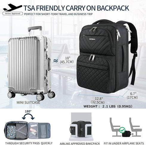 Backpack Backpack 17 inch Backpack Daypack EMPSIGN Travel for Women, Large Carry On Airline Approved Personal Item, TSA