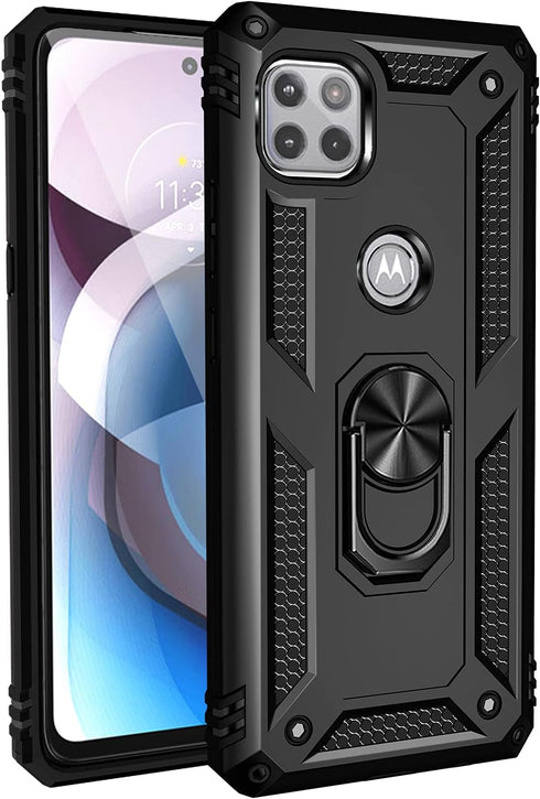Military Grade Drop Impact Case for Moto One 5G Ace, Heavy Duty Shockproof Armor with 360 Metal Rotating Ring