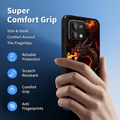 Motorola Moto G Stylus 4G 2023 Case, Cool Red Dragon Soft TPU Shockproof Scratch-Proof Protective Cover