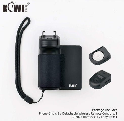 KIWIFOTOS Phone Tripod Mount, Camera Grip Handle Holder with Bluetooth Shutter for iPhone 14 15 Samsung