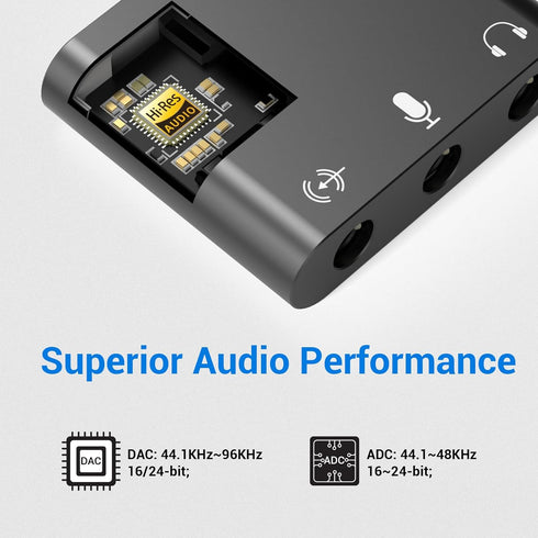 Cubilux USB C to 3.5mm Adapter for Live Streaming, USB C to TRRS Microphone Splitter for Laptop with Line-in & Mic-in