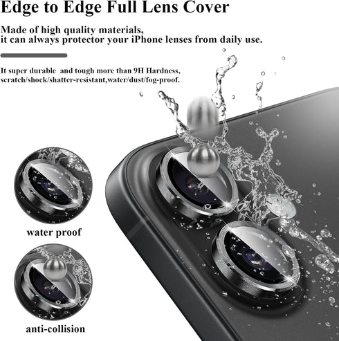 2X2 Pack 16 /16,Camera Alloy Metal Camera Lens Protector Compatible for iPhone Plus Cover Ring Tempered Glass