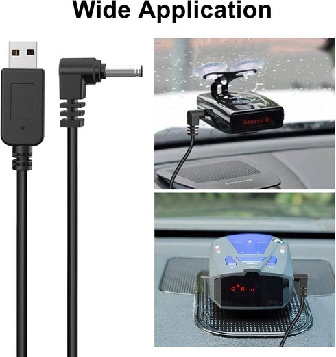 Radar Detector Cable USB to DC3.5 Plug for Cobra Whistler Escort Valentine One Uniden Beltronics Radar Detectors