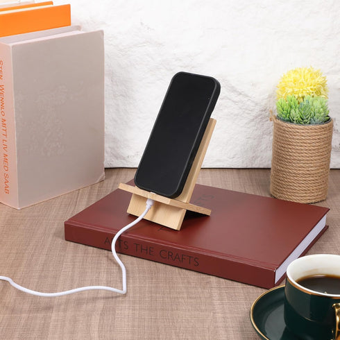 Eldraqth Bamboo Cell Phone Stand Cell Phone Stand for Desk Solid Wood Stands Wooden Holder Portable Wood Holder for Bed