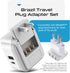 Ceptics Brazil Power Plug Adapter Travel Set - 20W PD & QC, Safe Dual USB & USB-C, Compact & Powerful