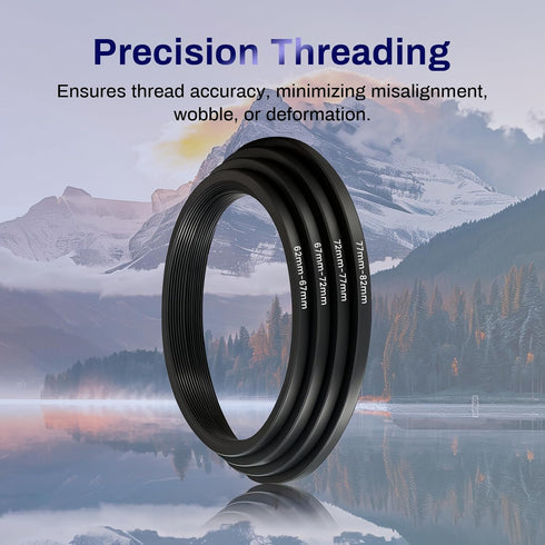 Wokyo 82mm-37mm 82mm 37mm Step Down Lens Filter Adapter Ring, Camera Lens Filter Metal Stepping Rings Kit Black