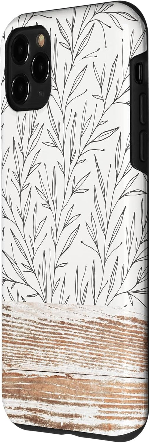 iPhone 11 Pro Boho Rustic Botanical Leaf Pattern Vintage Case in Beige