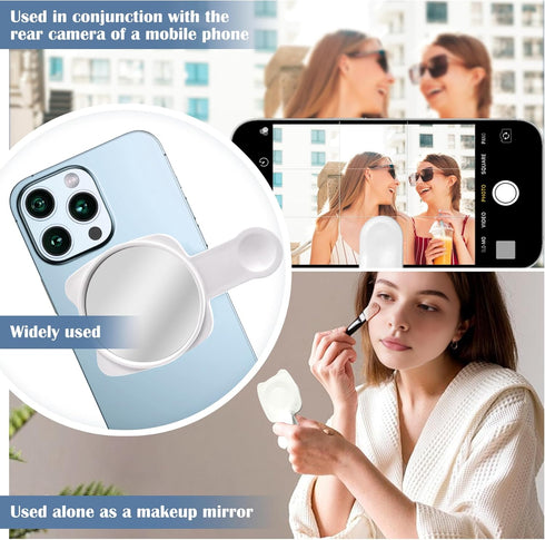 EKIND Clip On Selfie Mirror for Phone Rear Camera Reflective HD Back Selfie Tool with Dust Cloth for Photo Video Vlog