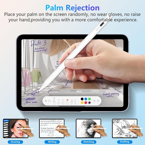 Stylus Pens for iPad 10th 9th Generation with Palm Rejection, Fast Charging Apple Pencil 2nd Generation Compatible with iPad Pro 11'', iPad Pro 12.9'' 3-6, iPad Air 3-5, iPad 6-10, iPad Mini 5/6-White