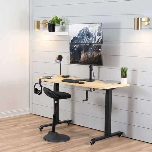 VIVO Free-Standing Dual Monitor Desk Stand, Holds 2 Ultrawide Screens up to 34 inches, Black, STAND-V002L