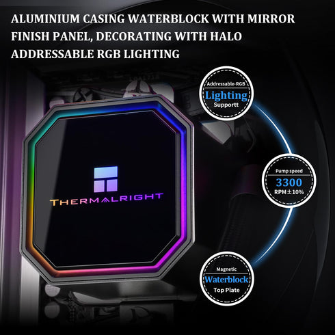 Frozen 240 3300RPM,TL-E12 Fan2,Water AM4/AM5,Intel LGA1150/1151/1200/1700/2011 Thermalright Prism Black CPU Liquid