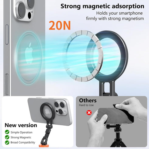 VRIG MG-28 1/4" 17 16 15 14 13 12 Magnetic Phone Tripod Mount for magsafe, Thread & Cold Shoe Camera Phone Mount