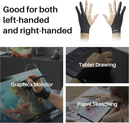 HUION Palm Rejection Artist Glove - Two-Finger Glove for Graphic Drawing Tablet, iPad, Monitor Painting