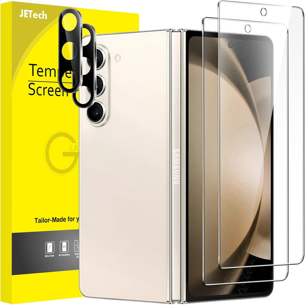 JETech 2-Pack Front Screen Protector for Samsung Galaxy Z Fold 5, 9H Tempered Glass, Anti-Scratch, HD Clear, Lens