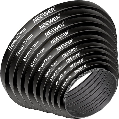 Neewer 18 Pieces Metal Camera Lens Filter Adapter Ring Kit, Compatible with Canon Nikon Sony Olympus DSLR